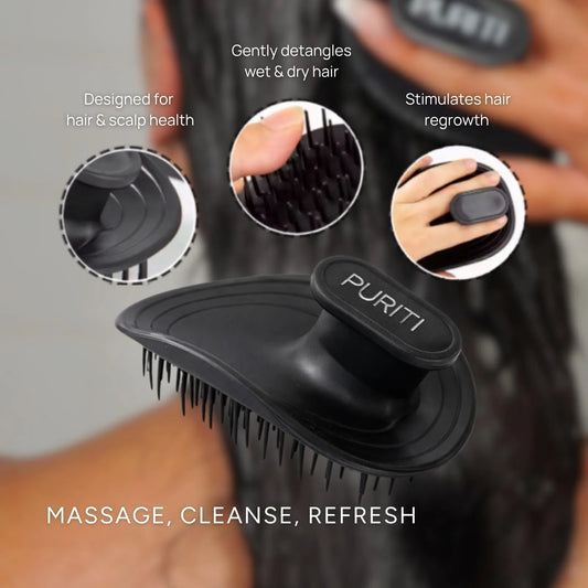 Puriti Scalp Massage Brush — Removes Product Build-Up and Promotes Healthy Scalp