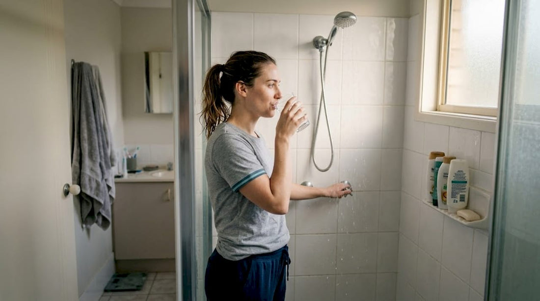 Woman comparing shower and tap water