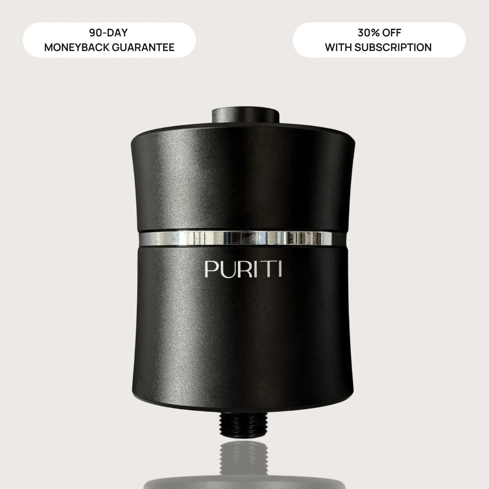 Puriti Premium Shower Filter Matte Black — Removes Chlorine for Softer Skin and Hair