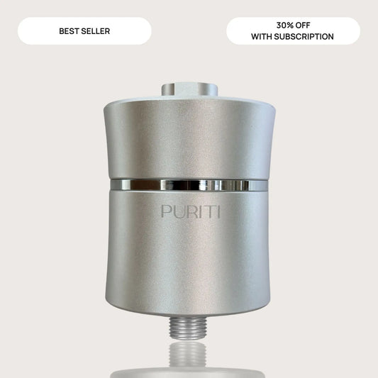 Puriti Premium Shower Filter Brushed Chrome/Silver — Removes Chlorine for Healthier Hair and Skin